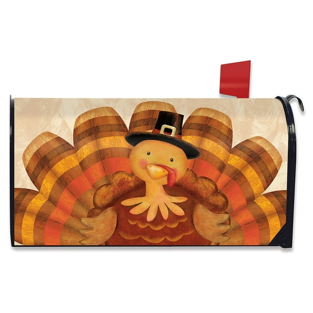 Briarwood Lane Thanksgiving Turkey Magnetic Mailbox Cover Pilgrim Hat Standard